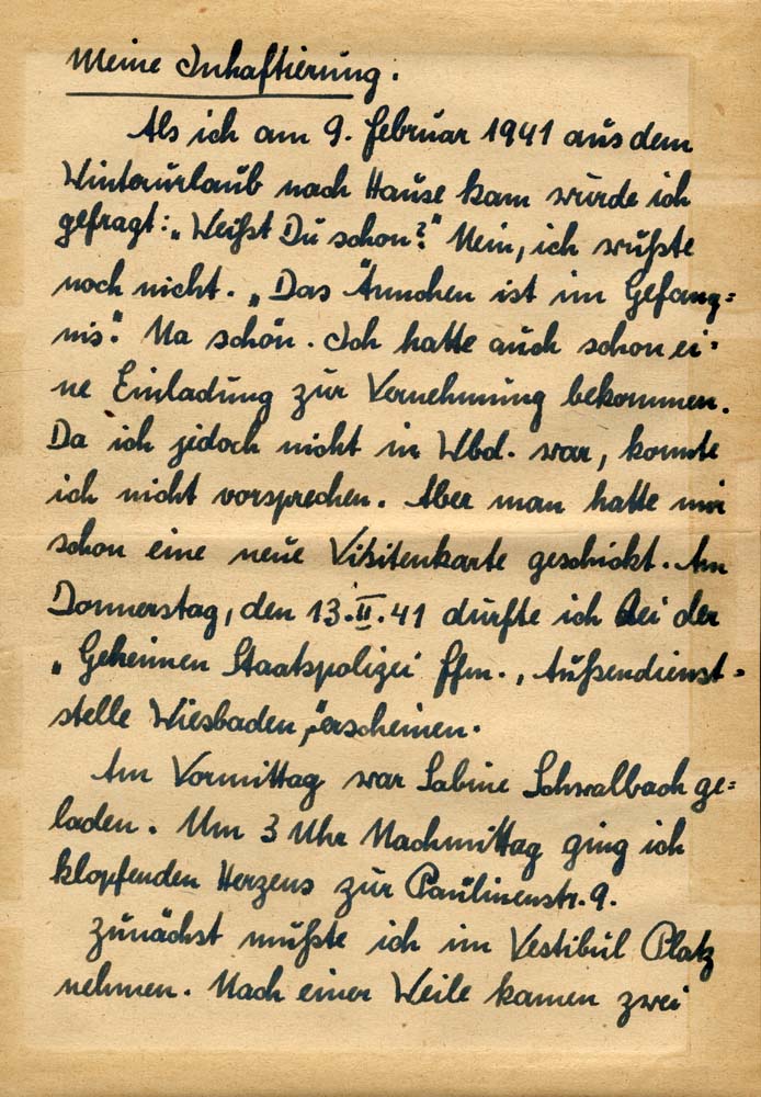 Erstes Blatt ihres zweiundzwanzigseitigen Berichts